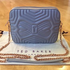 TED BAKER Quilted Camera Bag Charcoal Leather Crossbody